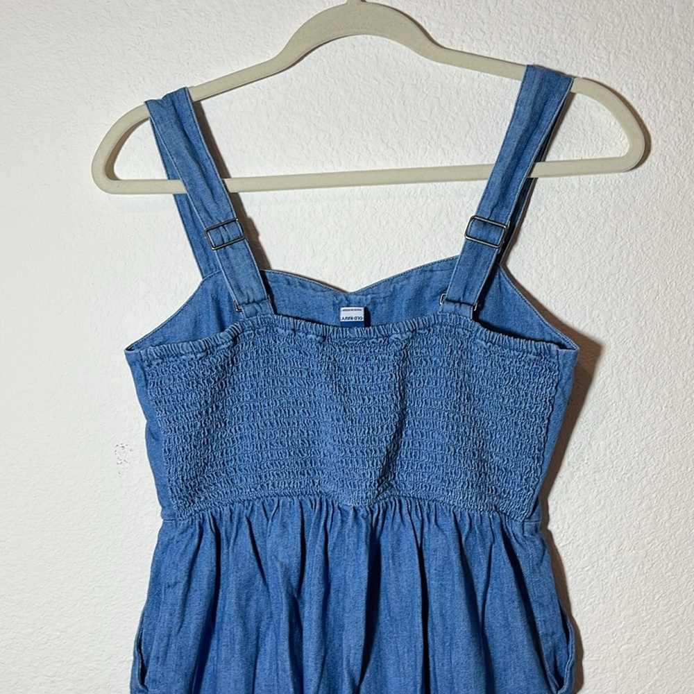 Chambray Adjustable Strap Crop Length Jumper Petite Small - Picture 12 of 12